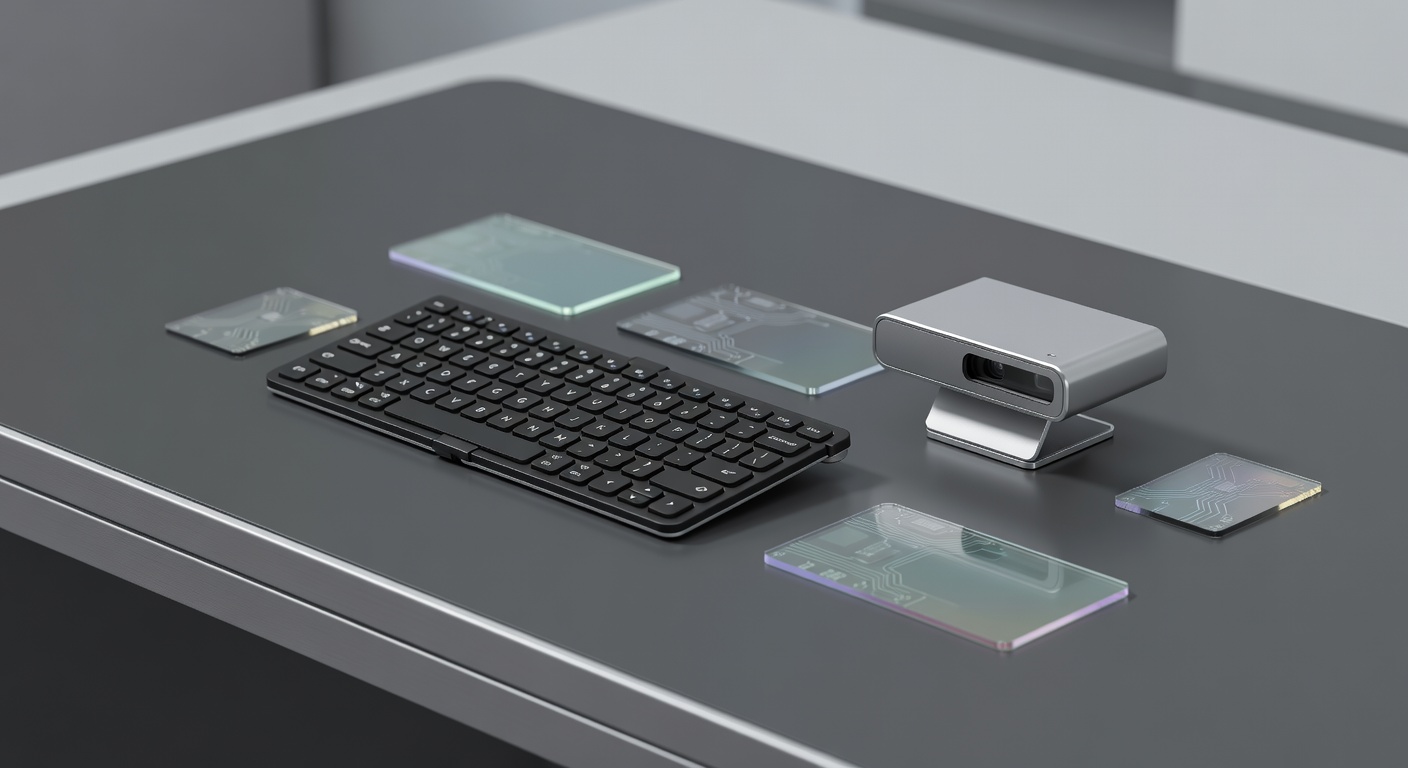 Foldable Bluetooth Keyboard on a sleek modern desk
