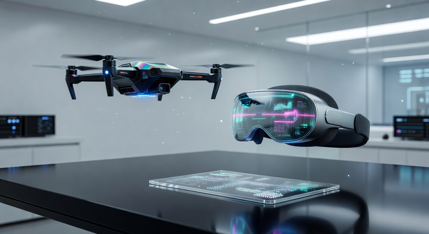 Futuristic Drone hovering in the air