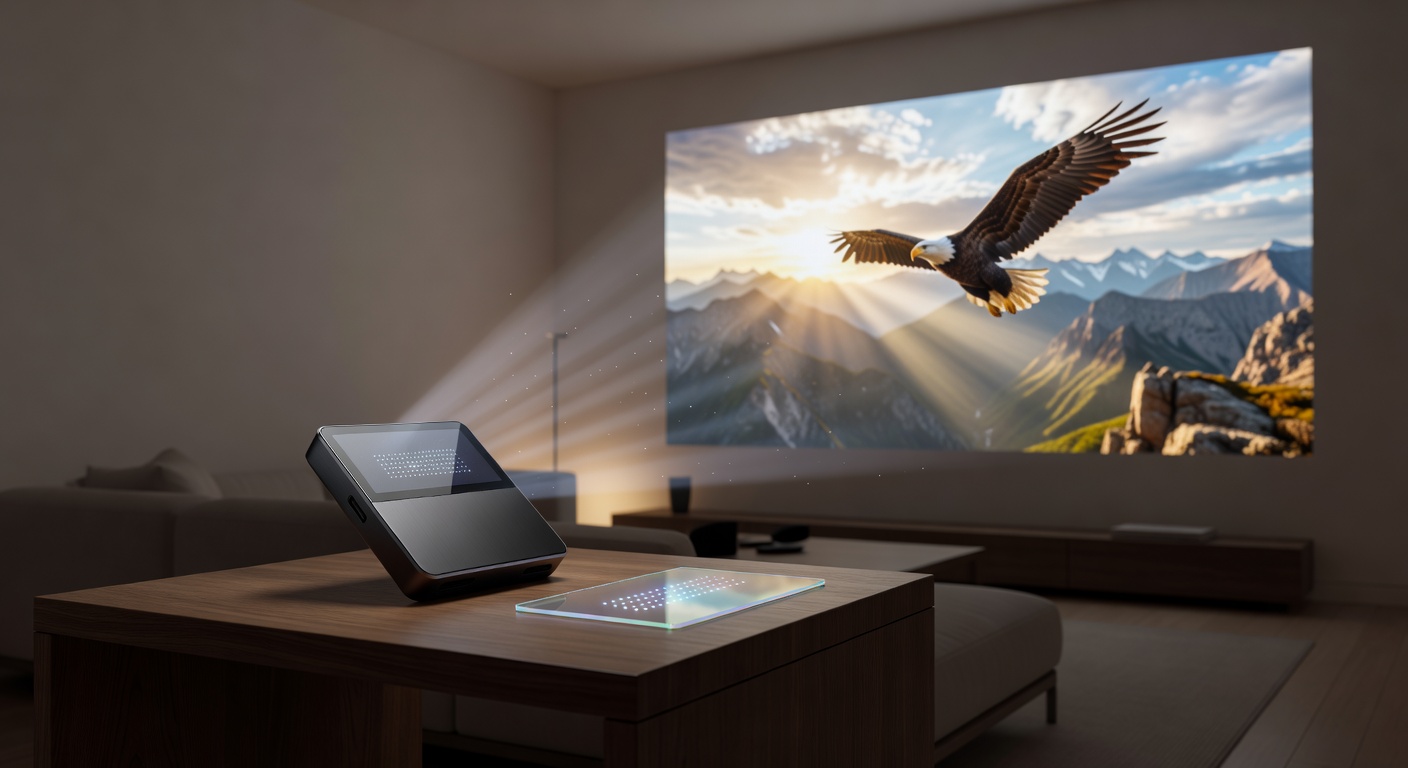 Pocket Mini Projector casting an image on a wall